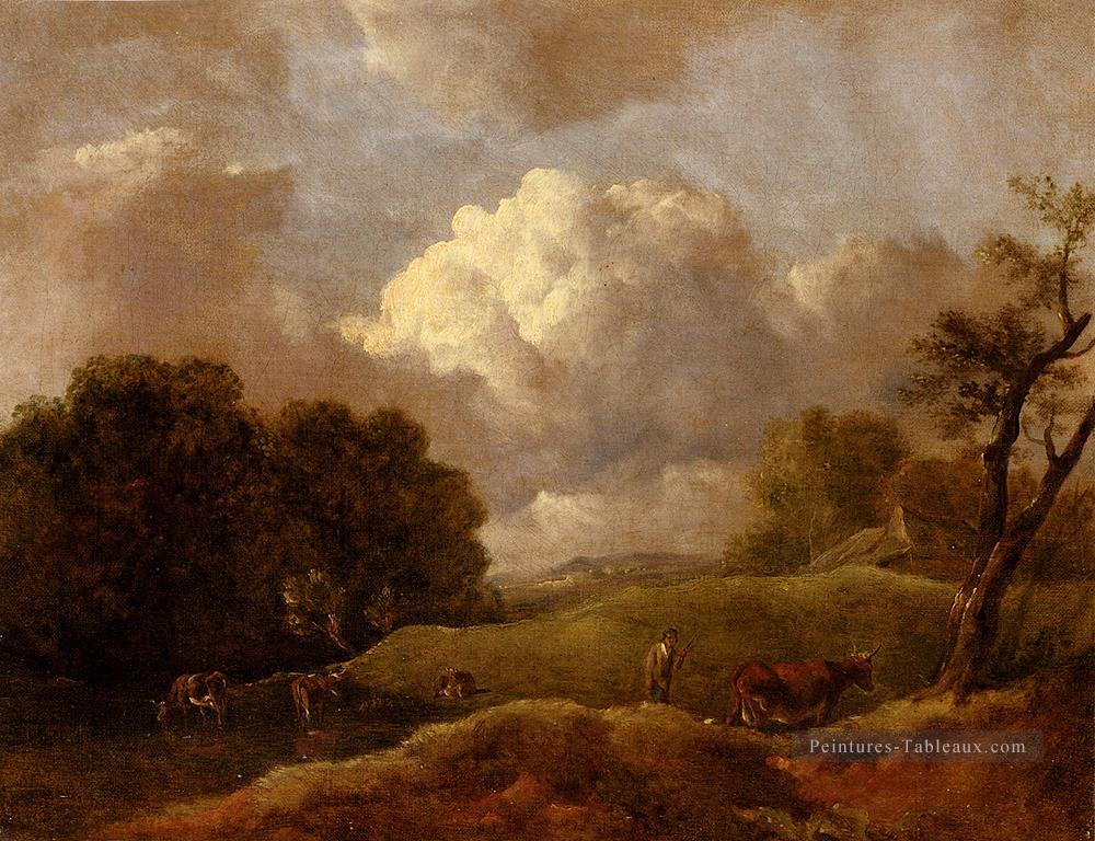 Un vaste paysage avec des bovins et un bouvier Thomas Gainsborough Peintures à l'huile